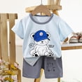 thumbnail image 2 of TOWED22 Baby Boy Toddler Clothes 2pcs Short Sleeve T-Shirt Top Cargo Shorts Dinosaur Truck Print Outfits(Light Blue,6-12 M), 2 of 4