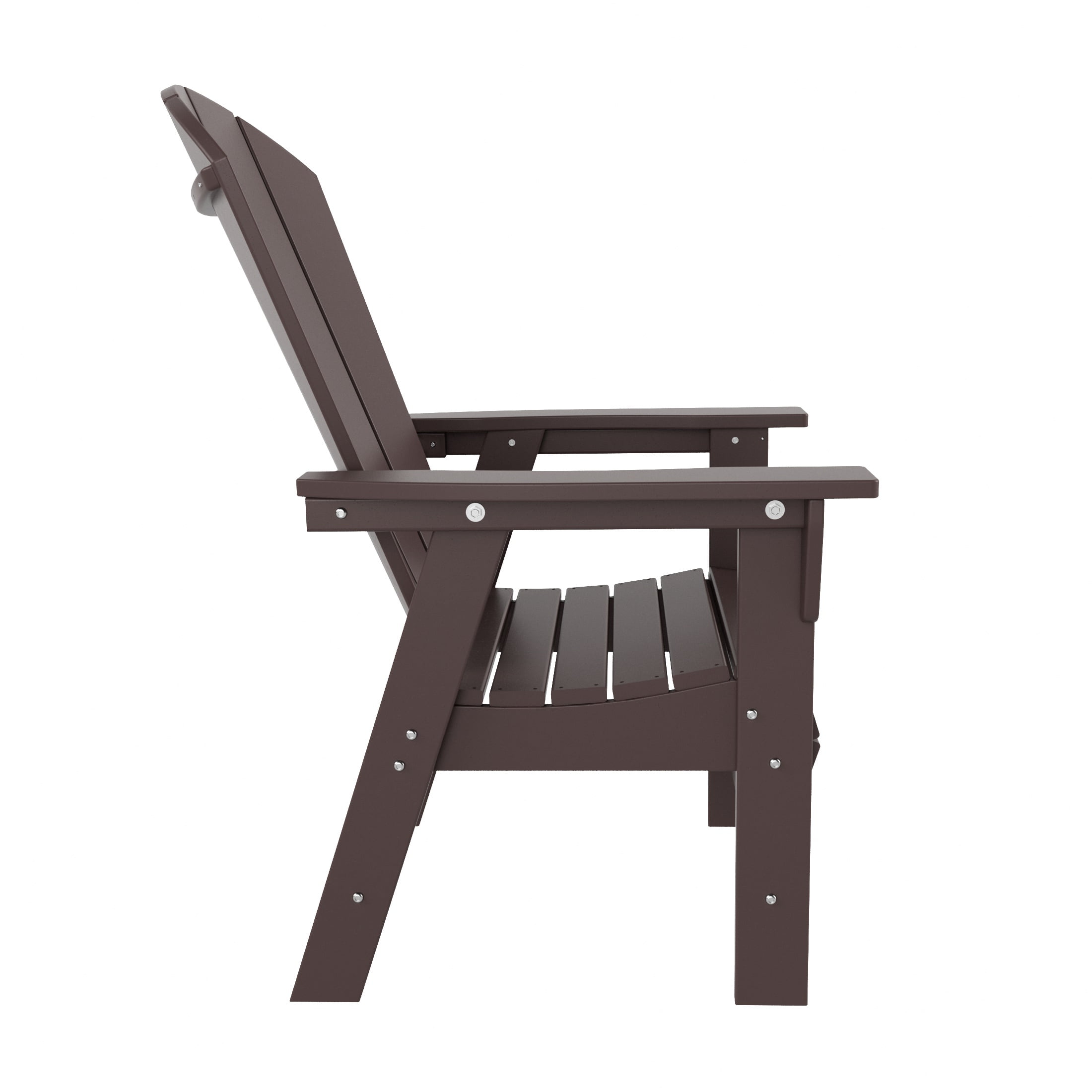 WestinTrends Malibu 7 Piece Adirondack Outdoor Dining Set, All Weather Poly Lumber Patio Table and Chairs Furniture Set, 71" Trestle Dining Table and 6 Adirondack Dining Chair, Dark Brown