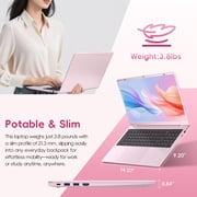 HYYUO 15.6 Laptop Computer, 12GB RAM 256GB SSD, Intel 6500Y with 2 Cores 4 Thread, up to 3.4GHz, FHD Display, Laptop for Business, Student, Office, Pink, Lightweight, Windows 11 Laptop