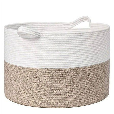 Large Woven Basket With Handles, TINANA Storage Basket for Organizing, Dog Toy Bin, Laundry Basket, Shoe Baske, Blanket Basket for Living Room, Bedroom, Laundry, Nursery