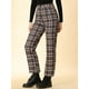 thumbnail image 4 of Pantalones De Tobillo A Cuadros Para Mujer Pantalones De Trabajo A Cuadros De Tartán Casual Con Botones Amarillo M, 4 of 6