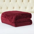 thumbnail image 2 of NC Plush Fleece Blanket For Bed,Lightweight Soft Embossed Burgundy Floral Blanket,Queen 75"x91", 2 of 6