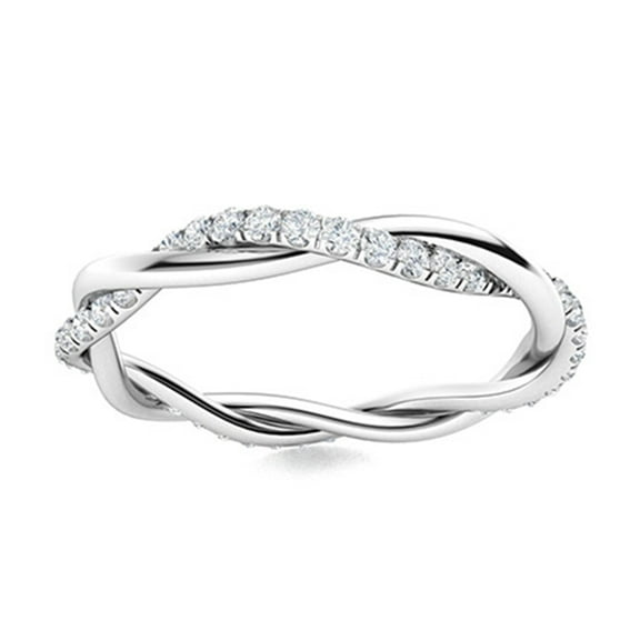 AVDAN 925 Sterling Silver Infinity Micro Pave Moissanite Diamond Stackable Wedding Ring