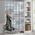 thumbnail image 6 of Cowboy Boots Shower Curtain, 48" x 72", Western Cowboy Hat Ropes Boots Blue Wood Grain Waterproof Bathroom Curtain Washable Shower Curtain Set with 12 Hooks, 6 of 9