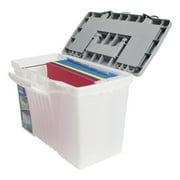 Storex Portable File Box - 12 Height X 14.5 Width X 10.5 Depth External Dimensions - Plastic - Clear, Silver - File (61511U01C)