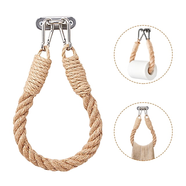 Soporte de papel higiénico de cuerda de cáñamo, soporte de pared para papel higiénico, accesorio de baño Jadeshay A