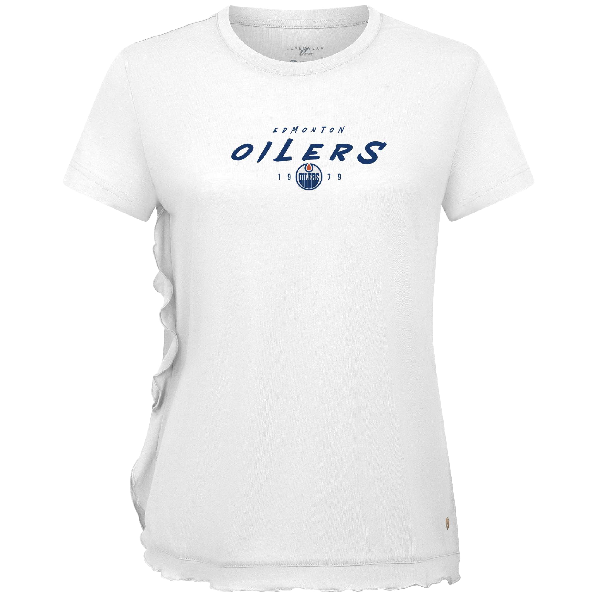 Women's Levelwear White Edmonton Oilers Airflow Scratched T-Shirt