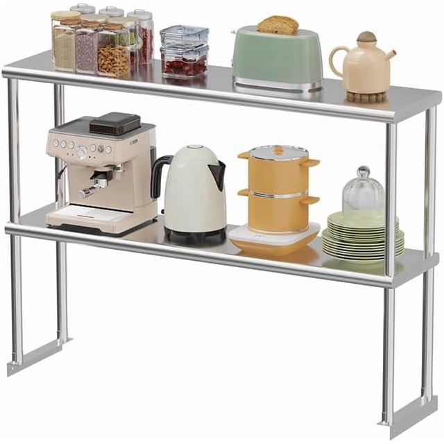 YUSAZENS 48 x 12 x 33 Inch Stainless Steel Workbench Stand, Heavy Duty Kitchen Counter Shelf Organizer Rack for Storage and Food Prep