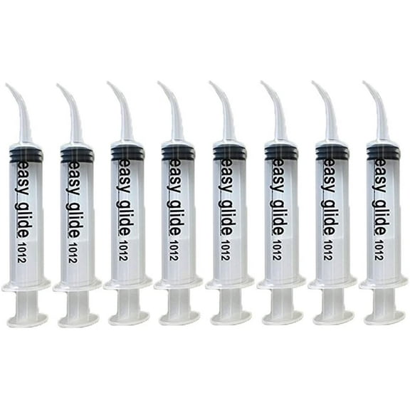 8 Pack Disposable 12cc Dental Sterile Syringe Dental Irrigation Syringe with Curved Tip, Tonsil Squirt Mouthwash Cleaner