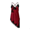 thumbnail image 6 of Lace Trendy Trim Satin Women Tank Top V Neck Silk Sexy Camisole Tops Asymmetrical Backless Spaghetti Strap Cami Tops Casual Summer Outfits Womens Tops Date Night Slip Dresses 2026 Wine XL, 6 of 7