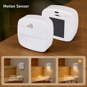 Rechargeable LED Motion Sensor Night Light, [3 Pack] Stick-On Night Light, Stair Sensor Lights Indoors, Auto/ON/Off Light for Toilet, Hallway, Closet, Kitchen, Children's Room, Warm White light
