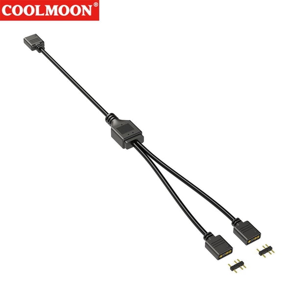 Divisor de ventilador de chasis ARGB 30 cm 1 a 2/3/4 para ventiladores de tira de luz de PC (negro 1 a 2)