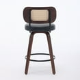 thumbnail image 6 of Set of 3 26" Counter Height Bar Stools, Rattan Cane Back & Upholstered Seat Swivel Stools with Walnut Frame for Kitchen Island or Bar (Walnut/Black), 6 of 9