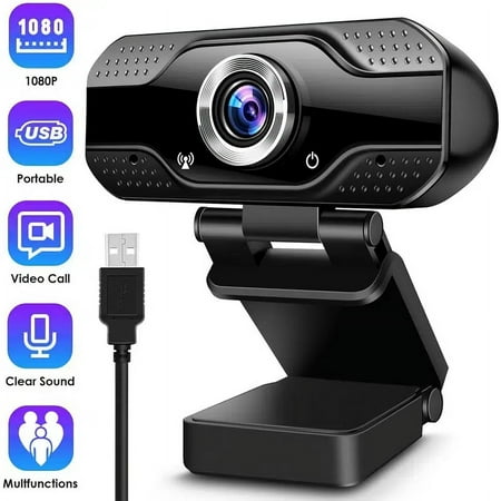 1080P Webcam with Microphone, Web Camera, 90°View Computer Camera, Plug&Play USB Webcam for Calls/Conference, Zoom/Skype/YouTube, Laptop/Desktop