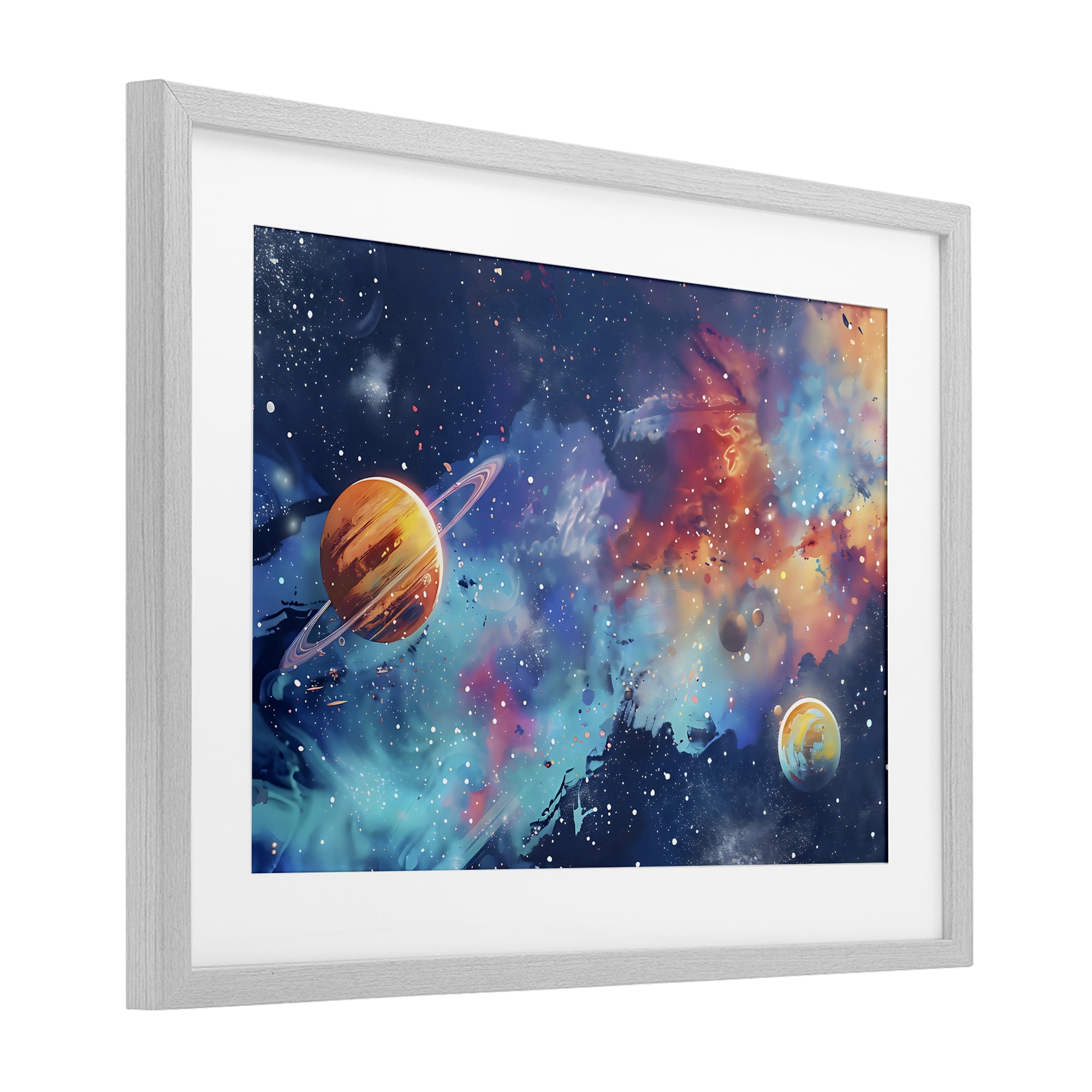 Stupell Industries Nebula Dreams Scattered Planets Gray Framed Print Under Glass, design by Creative Studio