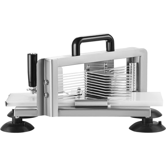 KFFKFF Commercial Tomato Cutter, 1/4 inch Manual Slicer, Durable Stainless Steel Vegetable Slicer with Stable Non-slip Base, Ideal for Slicing Tomatoes, Cucumbers, and Bananas