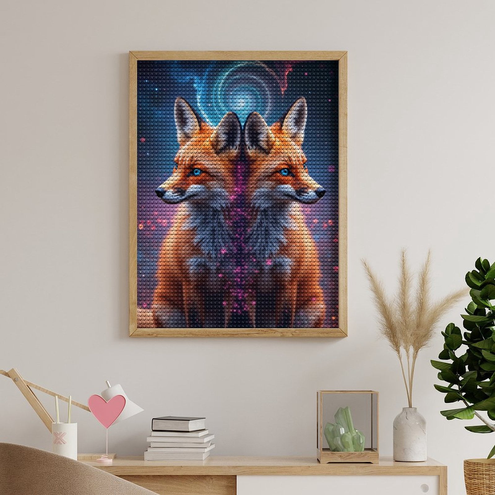 Diamond Art Kits for Adults, Mystical Foxes Cosmic Spiral 5D Diamond Painting Kits for Adults Beginners, DIY Full Drill Diamond Painting, Gem Art and Crafts 12x16
