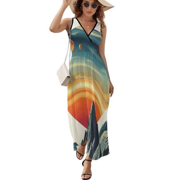 Vestido De Noche De Lujo Sin Mangas Para Mujer, Cosmic Planet Vestido De Fiesta