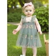 thumbnail image 4 of BemeyourBBs Toddler Baby Girls Fairy Baptism Dress Sleeveless Ruffle Sleeve 3d Floral Embroidery Summer Dress Cute Tulle Tutu Dress Birthday Wedding Party Princess Dress, 4 of 9
