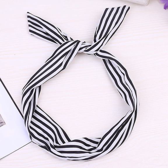 Cuekondy Heardband for Paisley Rockabilly Wired Headband Polka Dot Tartan Retro Scarf Wire Hair Band Black Heardband