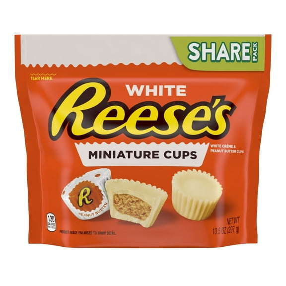 Reese's, Miniatures White Creme Peanut Butter Cups Candy, Individually Wrapped, 10.5 oz, Share Pack