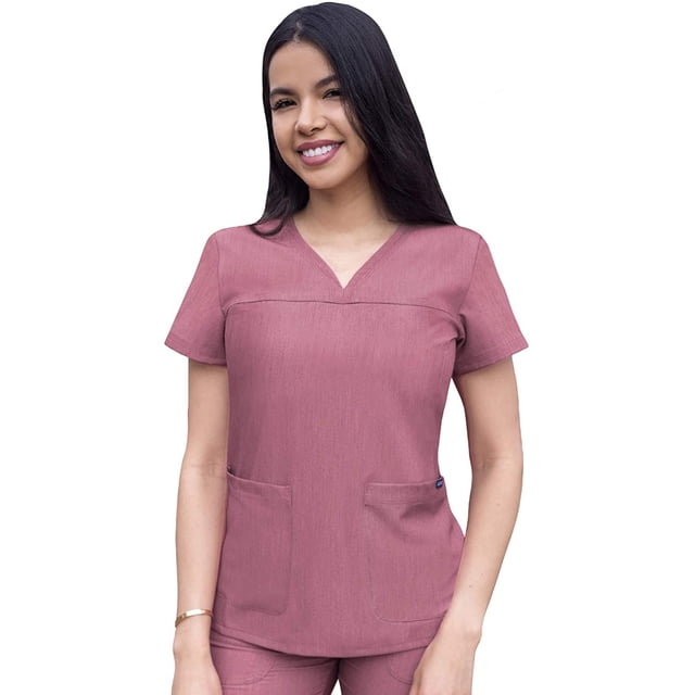 Adar Pro Heather Sarraus pour Femmes - Haut de Sarrau à Encolure Cœur en V - P4210H - Heather Wine - 2X