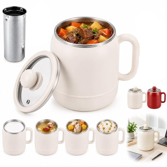 27 Oz Multi-function Portable Electric Stewing Cup 6-in-1 Health Pot | 12H Keep Warm Timer, Double Layer Insulation, Smart Touch Control, Non-stick Easy Clean for Soup Porridge Rice Milk