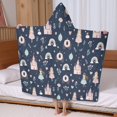 thumbnail image 5 of Navy Princess Castle Pattern Hooded Bath Towel，60"x35" for Ages 3 To 12 Kids, Quick Dry Lightweight Soft Microfiber Hood Beach Towel Cover Up for Kids, 5 of 7