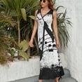 thumbnail image 6 of Music Note Dress Summer Street Style Bohemia Long Dresses Female Sleeveless Printed Maxi Dress, 6 of 9
