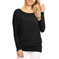 thumbnail image 2 of Made by Johnny Women's Batwing Long Sleeve Top L BLACK, 2 of 6