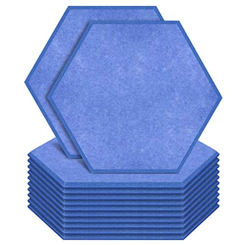Acoustic Treatment for Studio ZHERMAO 12 Pack Hexagon Acoustic Panels Beveled Edge Sound Proof Foam Panels 14X13X 0.4 High Density Sound Proofing Padding for Wall Home and Office Dark Blue