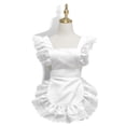 thumbnail image 3 of White Apron Lolita Maid'S Apron Vintage Ruffle Apron Solid Color Work Pinafore Waist Pinafore Halter Apron For Cooking, Coffee Making And Gardening, 3 of 4