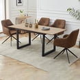 thumbnail image 6 of Square Dining Table with Metal Legs, Wood Top Adjustable Dining Table Kitchen Long Table, 6 of 7