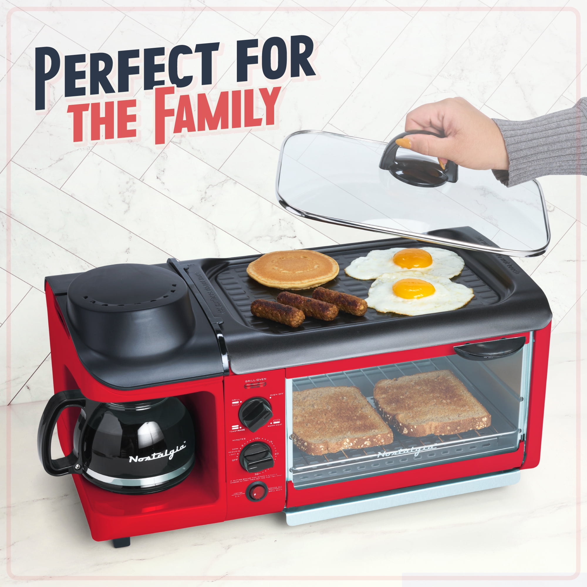 Nostalgia Retro 3-in-1 Family Size Kitchen Appliance: Coffeemaker