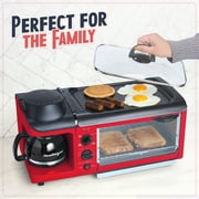 Nostalgia Retro 3-in-1 Breakfast Station with Coffeemaker, Griddle, and Toaster Oven, Retro Red