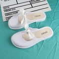 thumbnail image 1 of Zapatillas con punta cubierta estilo niña, moda exterior, color liso, pantuflas con lazo, sandalias planas, 1 of 6