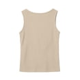 thumbnail image 3 of Womens Sleeveless Crewneck Ribbed Tank Tops Casual Basic Summer Top Slim Fitted Racerback Shirts Beige 2XL, 3 of 5