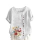 thumbnail image 1 of Vestidos Casuales Para Mujer, Blusas De Mujer De Moda Blusa informal de lino con cuello redondo, manga corta y botones para mujer, 1 of 2