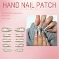 thumbnail image 2 of RAGUPEL 24Pcs Glue on Nails for Women,Relief Pattern Stiletto Press on Nails,Silver Lines Full Cover Nail Tips,Cute Nails for Party,Daily Life,Taking Pictures,Dating,Style1, 2 of 8