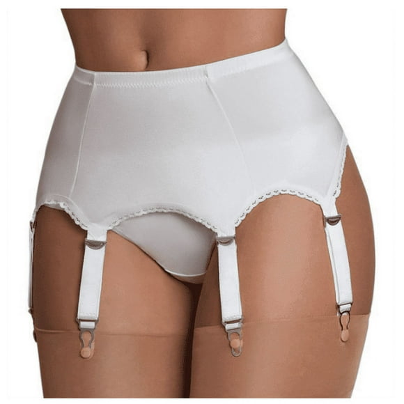 Women Garter Belt 6 Straps Metal Clip Suspender for High Stocking