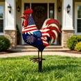 thumbnail image 6 of erdimoy 4th of July Patriotic Metal Rooster Yard Stake, 12" Red White Blue Garden Decoration with Stars, Fireworks & American Flag Design, 6 of 6