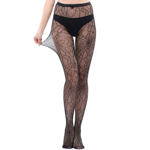 HBFAGFB Bas Résille pour Femmes Imprimé Maille Collants Transparents Taille Haute Legging Noir
