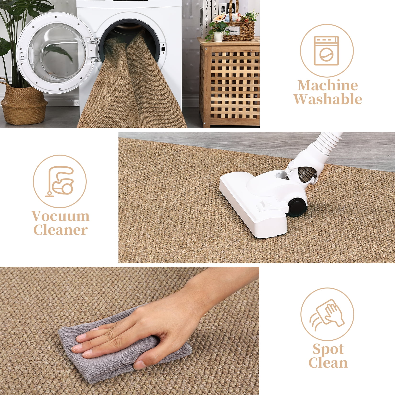FairOnly 5'x7' Modern Area Rugs for Bedroom Machine Washable Non Slip Soft Rugs for Bathroom Home Office Neutral Brown Area Rugs