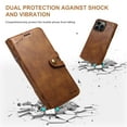 thumbnail image 6 of Vintage Wallet Case for iPhone 14 Designed with Card Slots Cash Holder Retro Button Flip Cover, Luxury PU Leather Kickstand Soft Silicone Shockproof Case for iPhone 14,Brown, 6 of 6