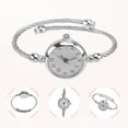 thumbnail image 4 of Reloj de pulsera de lujo para mujer, elegante y de negocios, con brazalete y diseño de cuarzo (blanco), 4 of 7