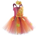 thumbnail image 6 of Gunia Girls Tutu Skirt Elegant Maple Leaf Dress Court Gown Performance With Mesh Layered Stage Pageant Princess Birthday Party Skirts For Kids Toddler Girls Orange 6-7 Years, 6 of 7
