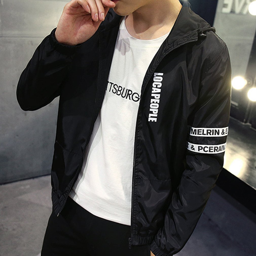 Trend Youth Hooded Jacket Long Sleeved Hong Kong Style Fashion Printed