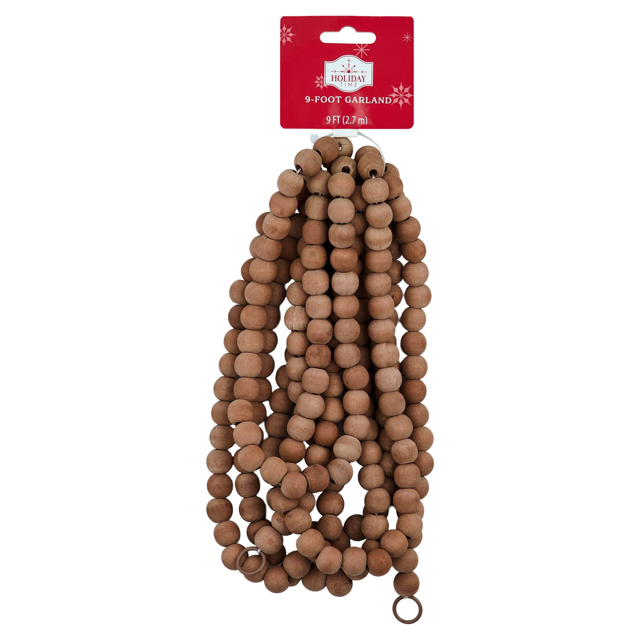 Wood Bead Christmas Garland, Brown, 9', by Holiday Time