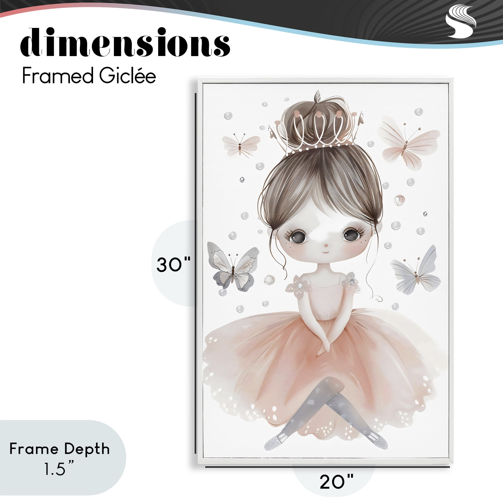 Stupell Industries Sweet Butterfly Fairytale Princess White Framed Giclee Art, design by Creative Studio