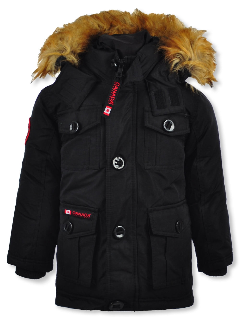 Canada Weather Gear Boys' Faux Fur Parka black, 5 6